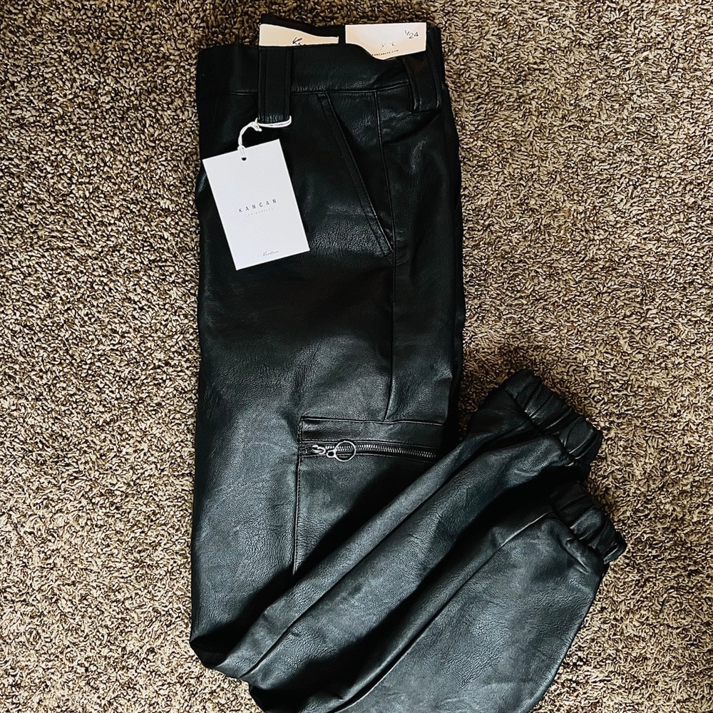NWT Kancan Vegan Leather Jogger Pants Size 1 / 24